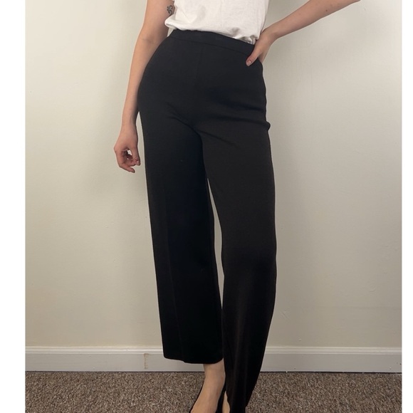 St John Dark Brown Knit Wide Leg Trousers - Picture 1 of 8